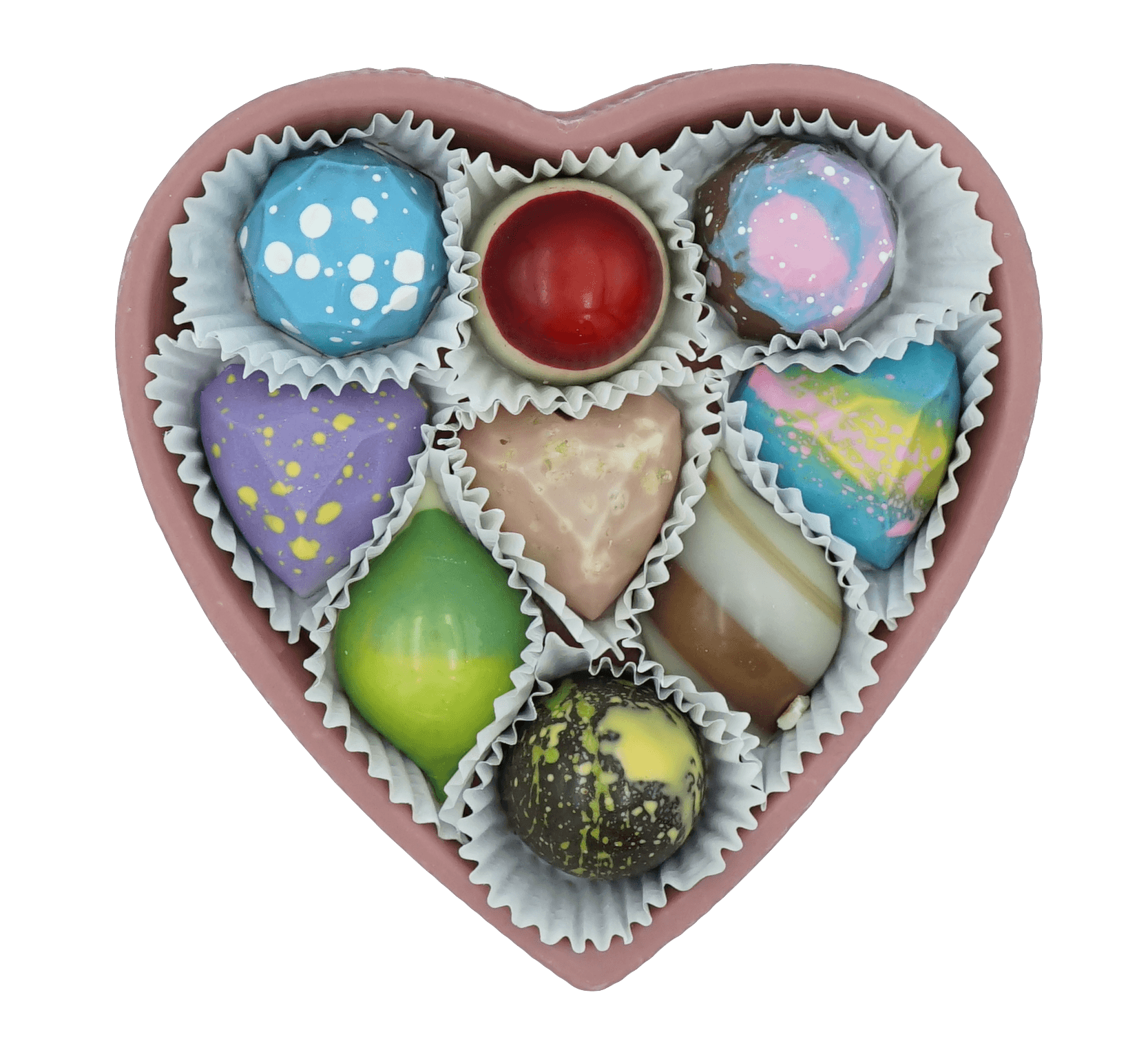 9 PC Ruby Chocolate Heart Box